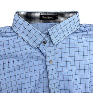 Benibos Shirt Men‎ 2XLarge Blue Black Check Cotton Preppy Dress Classic VTG
